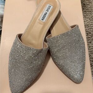 Steve Madden Sparkling Silver Women's Mules